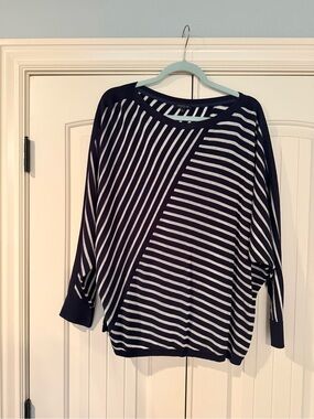 Lafayette 148 Navy and Silver Striped Tunic